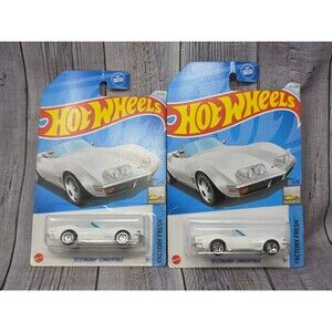 2 Hot Wheels '72 Stingray Convertible 47/250  Factory Fresh  White  New on Cards